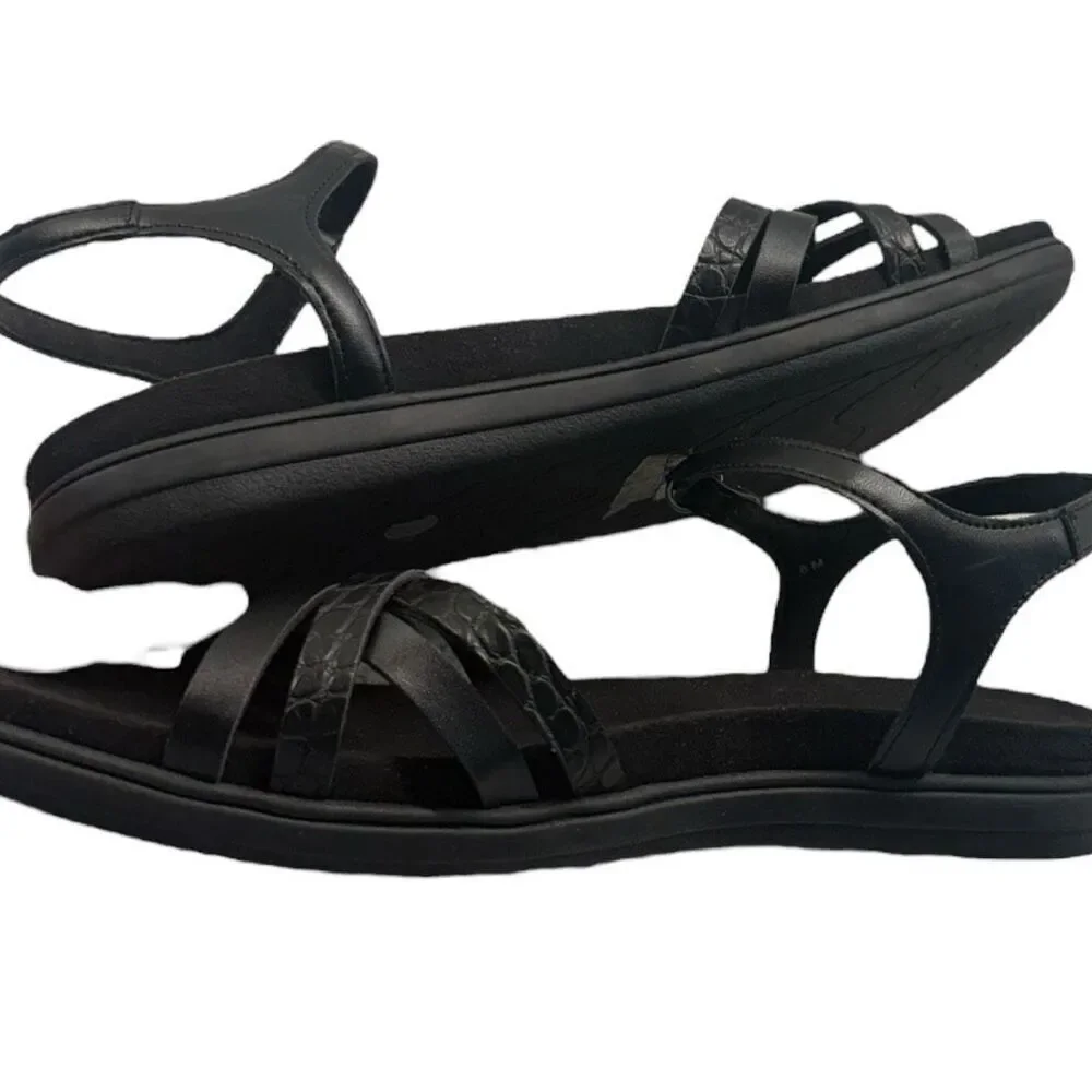 Easy Spirit Dottle 3 Embossed Comfort Sandals Women’s Size 8 Black Ankle Strap